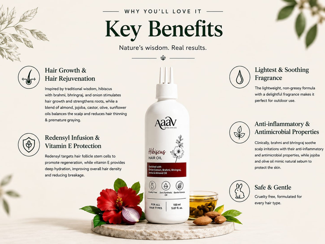 Aaav Complete Hair Care Kit – Olive Keratin Shampoo, Almond Keratin Conditioner, Hibiscus Hair Oil & Wooden Comb