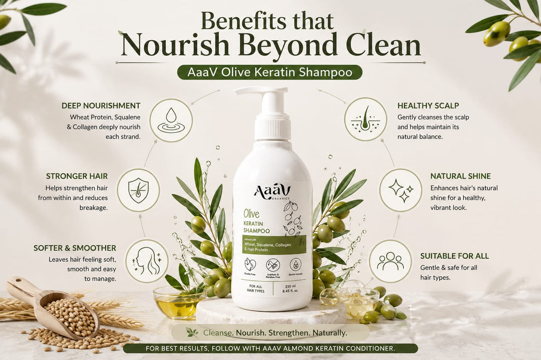 Aaav Olive Keratin Shampoo + Almond & Keratin Conditioner – Hair Care Duo